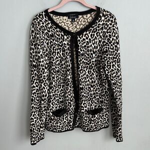 Lands’ End 100% Supima cotton women’s medium 10-12 Leopard print cardigan